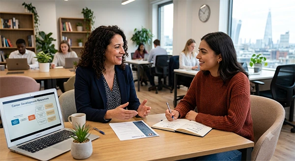 Conversation between a career coach and an employee
